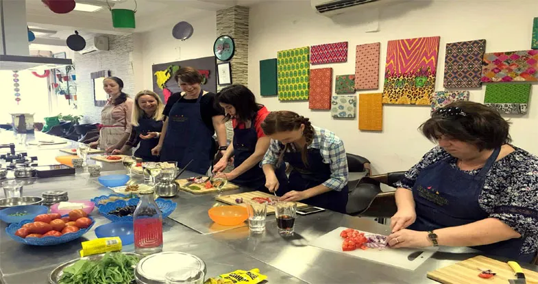 Group of tourists having cooking Class, Puri Odisha Image