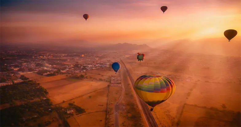 Hot Air Balloon Jaipur during Sunrise Image